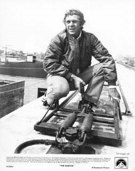 Steve McQueen on top of train